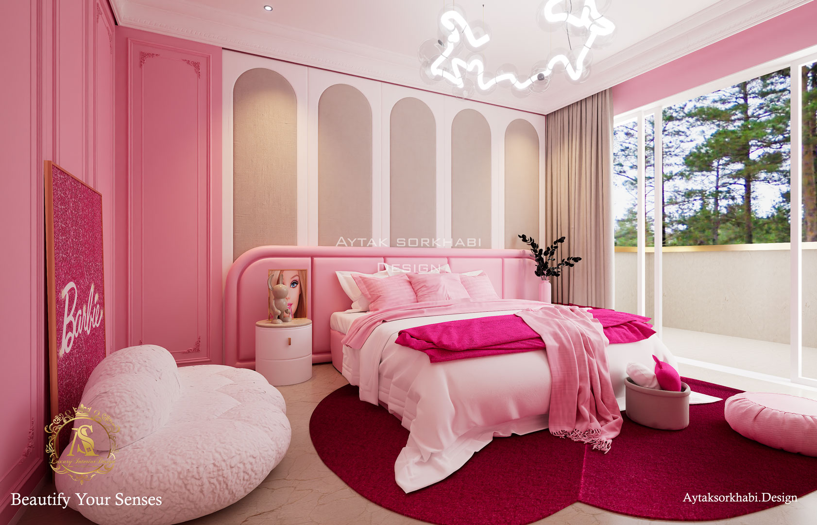 طراحی اتاق خواب دخترانه باربی به سبک کلاسیک