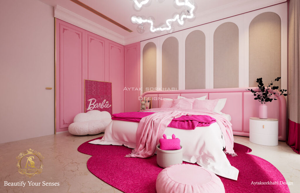 طراحی اتاق خواب دخترانه باربی به سبک کلاسیک(Barbie)